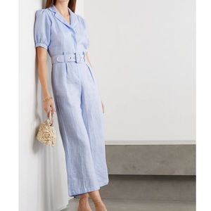 Faithfull The Brand Net Sustain Frederikke Belted Linen Jumpsuit - Sky blue